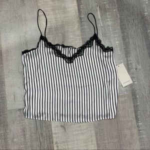 NWT Zara Basic Black Stripe Lace Camisole Top